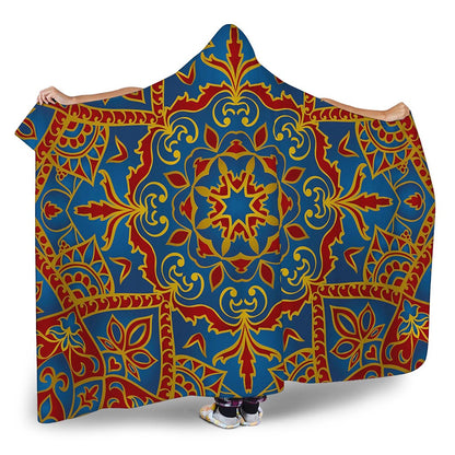 Bohemian Indian Mandala Pattern Print Hooded Blanket