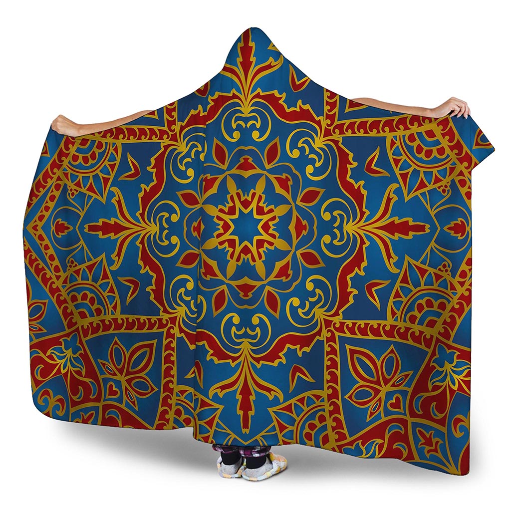 Bohemian Indian Mandala Pattern Print Hooded Blanket
