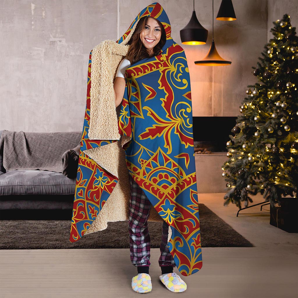 Bohemian Indian Mandala Pattern Print Hooded Blanket