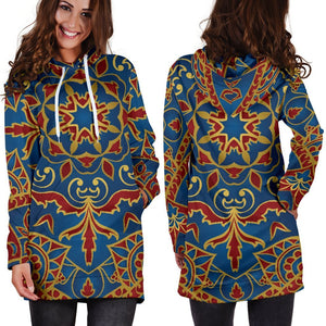 Bohemian Indian Mandala Pattern Print Hoodie Dress GearFrost