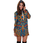 Bohemian Indian Mandala Pattern Print Hoodie Dress GearFrost