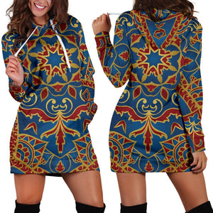 Bohemian Indian Mandala Pattern Print Hoodie Dress GearFrost