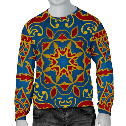 Bohemian Indian Mandala Pattern Print Men's Crewneck Sweatshirt GearFrost