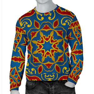 Bohemian Indian Mandala Pattern Print Men's Crewneck Sweatshirt GearFrost