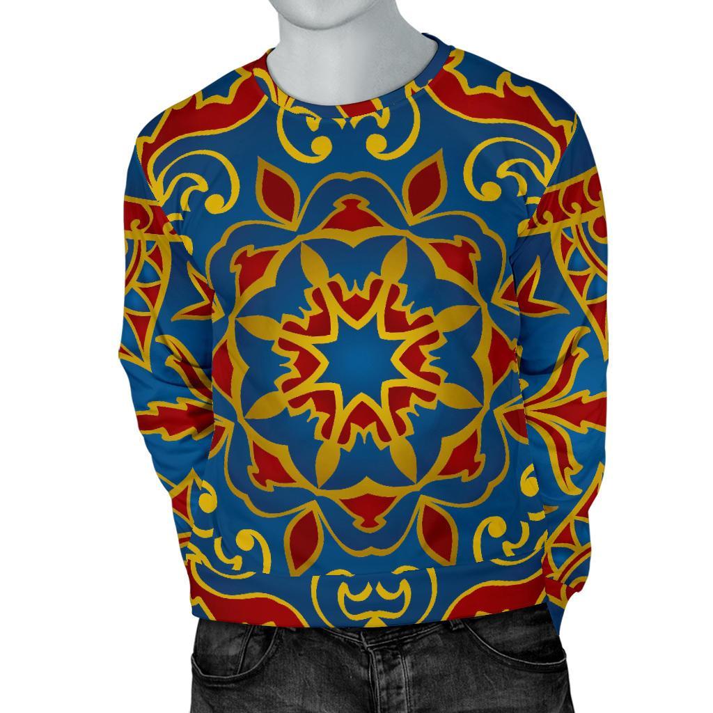 Bohemian Indian Mandala Pattern Print Men's Crewneck Sweatshirt GearFrost