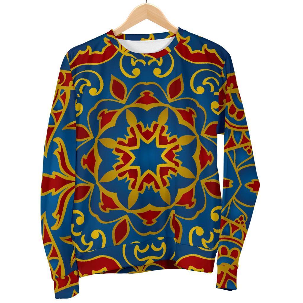 Bohemian Indian Mandala Pattern Print Men's Crewneck Sweatshirt GearFrost