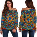 Bohemian Indian Mandala Pattern Print Off The Shoulder Sweatshirt