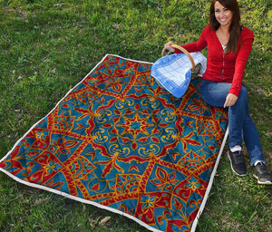 Bohemian Indian Mandala Pattern Print Quilt