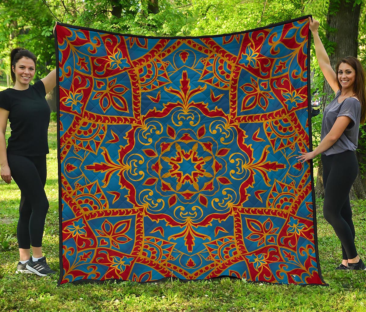 Bohemian Indian Mandala Pattern Print Quilt