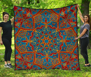 Bohemian Indian Mandala Pattern Print Quilt