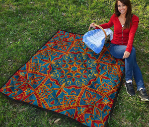 Bohemian Indian Mandala Pattern Print Quilt