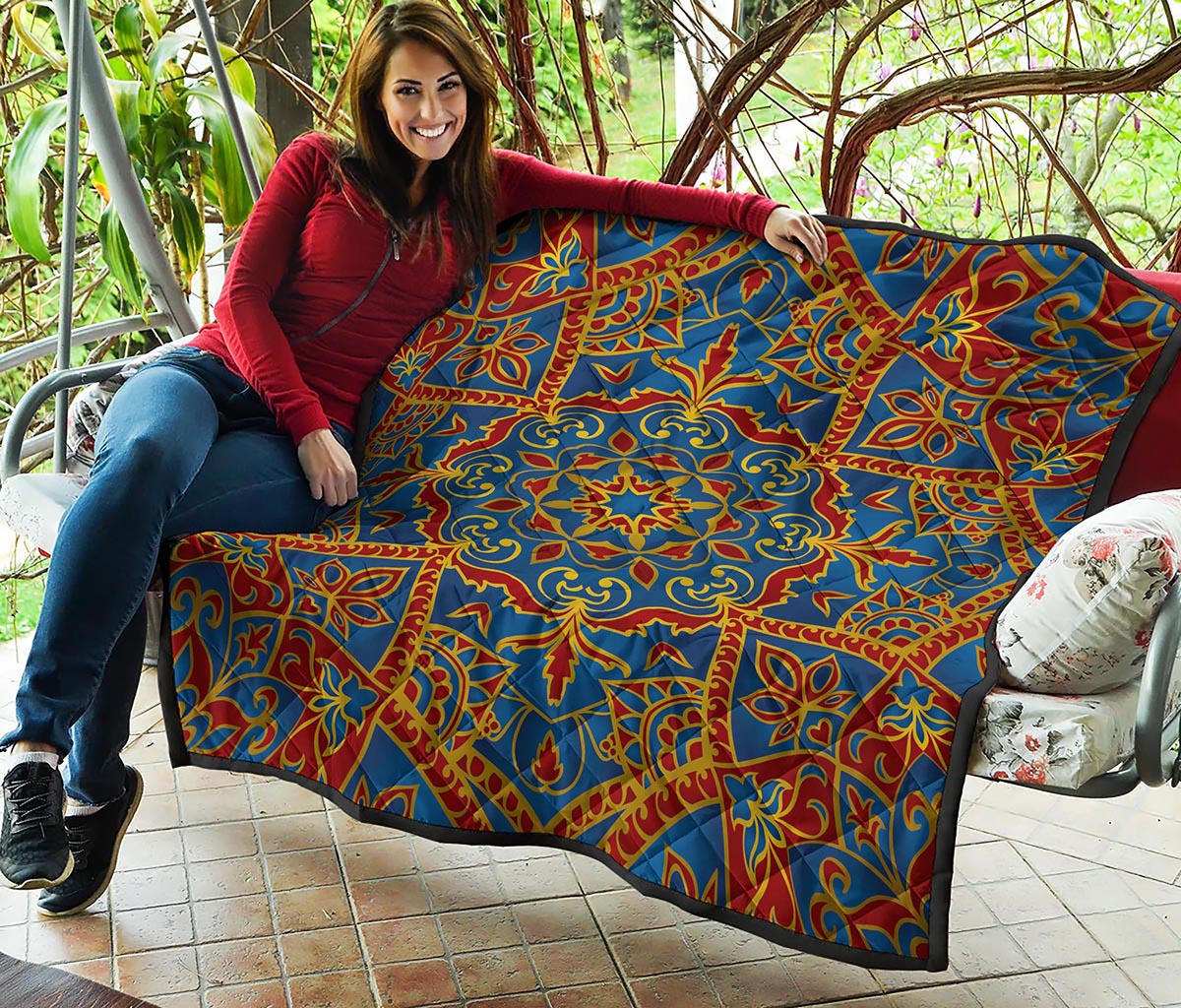 Bohemian Indian Mandala Pattern Print Quilt