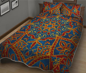 Bohemian Indian Mandala Pattern Print Quilt Bed Set