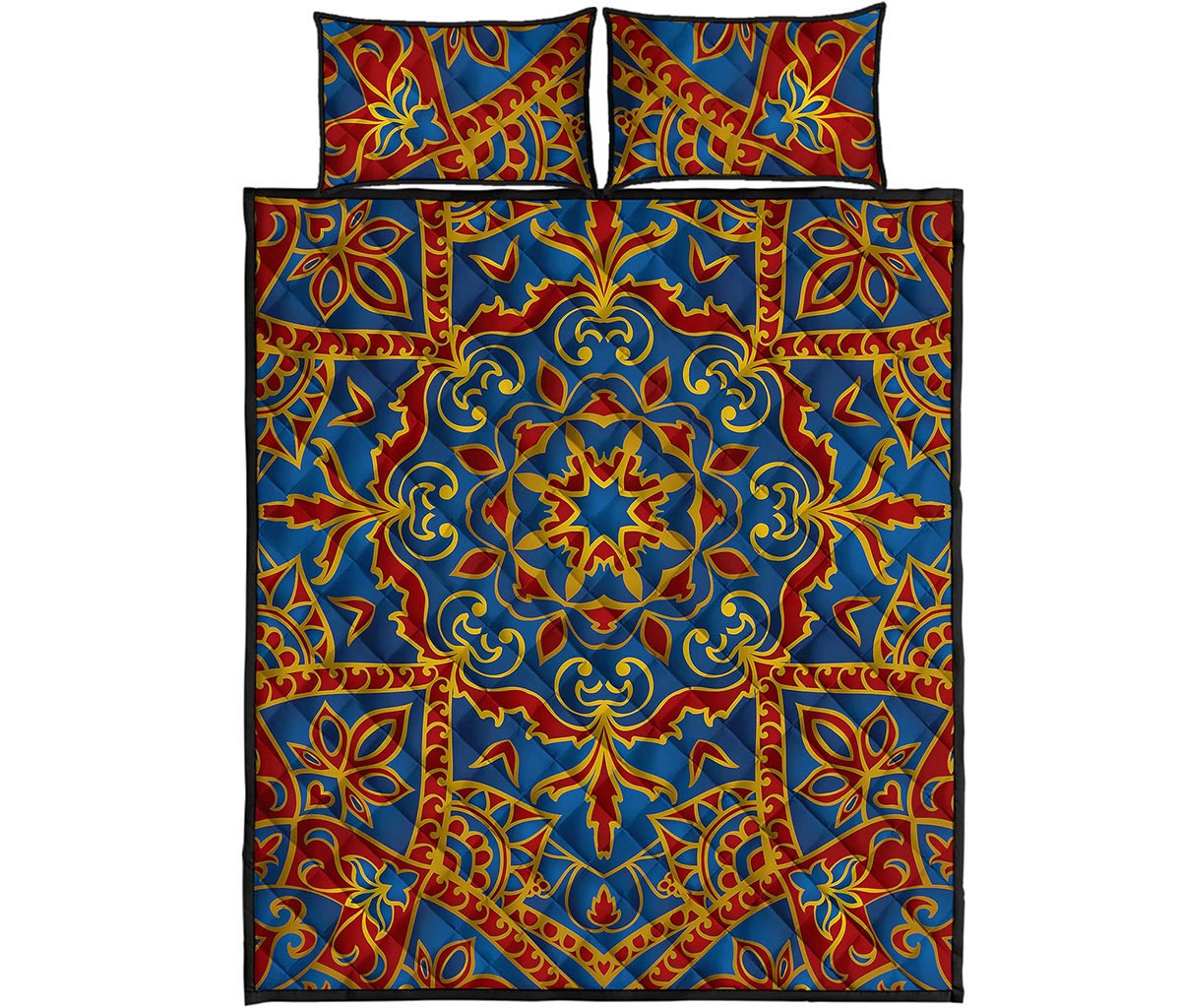 Bohemian Indian Mandala Pattern Print Quilt Bed Set