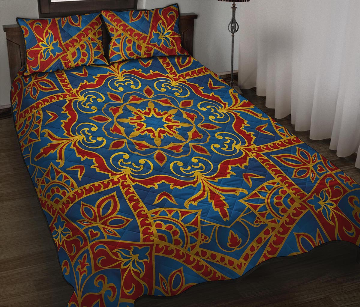 Bohemian Indian Mandala Pattern Print Quilt Bed Set