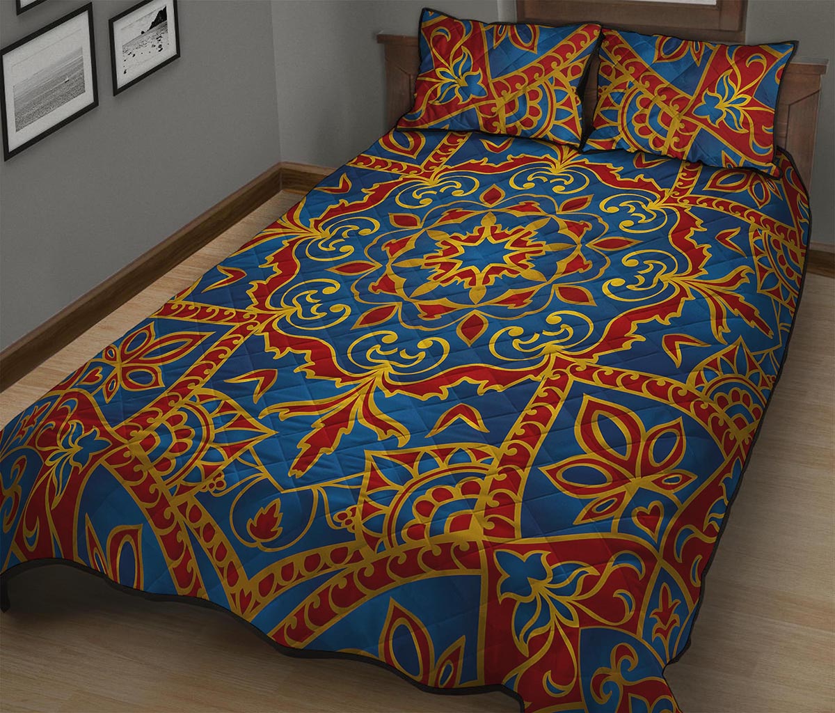 Bohemian Indian Mandala Pattern Print Quilt Bed Set