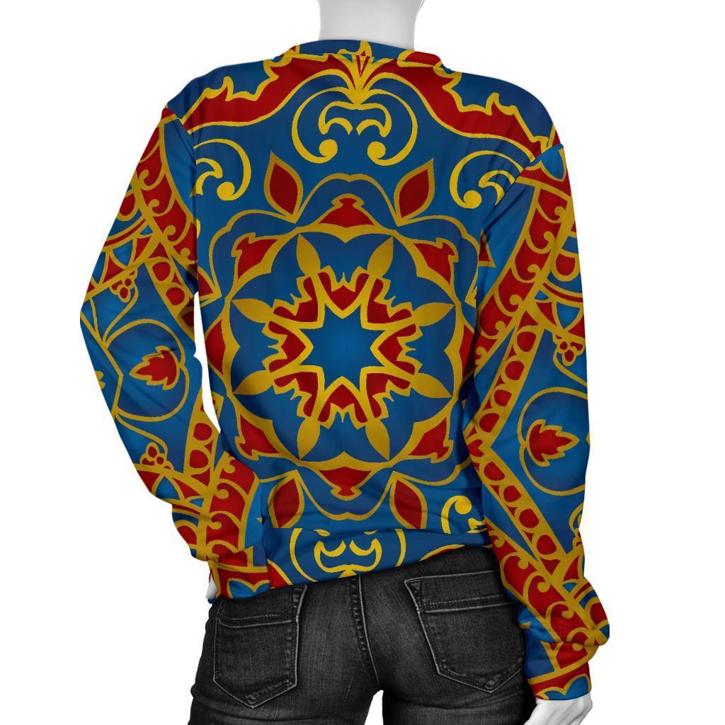 Bohemian Indian Mandala Pattern Print Women's Crewneck Sweatshirt GearFrost