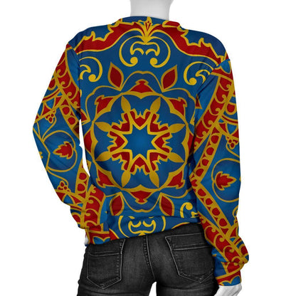 Bohemian Indian Mandala Pattern Print Women's Crewneck Sweatshirt GearFrost