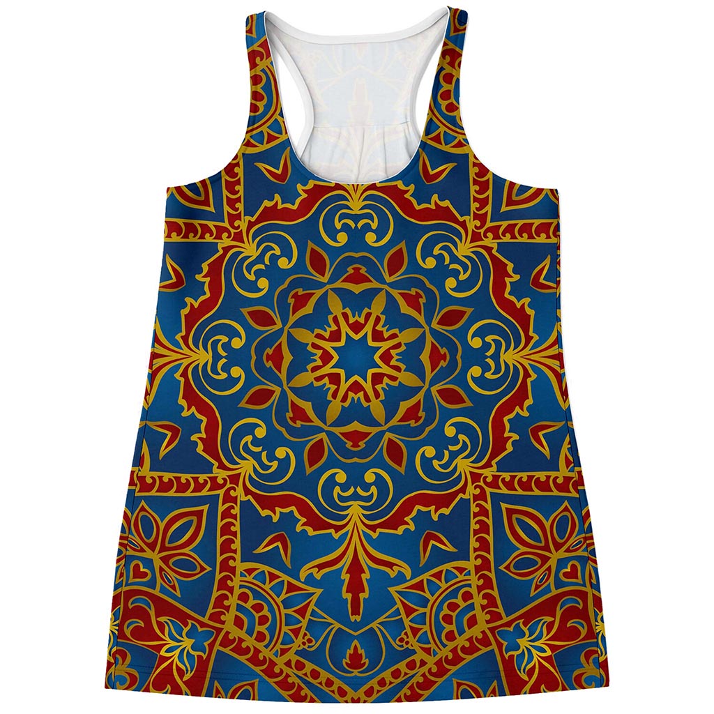 Bohemian Indian Mandala Pattern Print Women's Racerback Tank Top