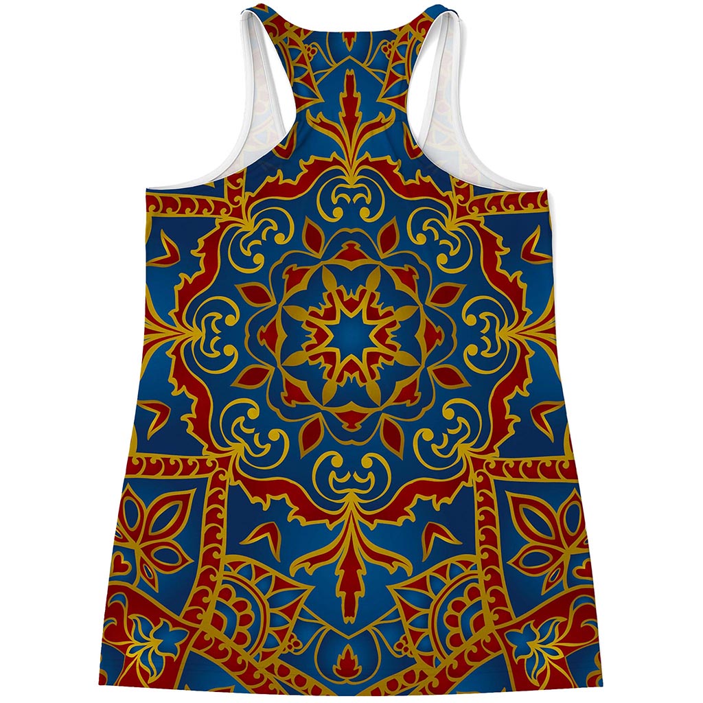 Bohemian Indian Mandala Pattern Print Women's Racerback Tank Top