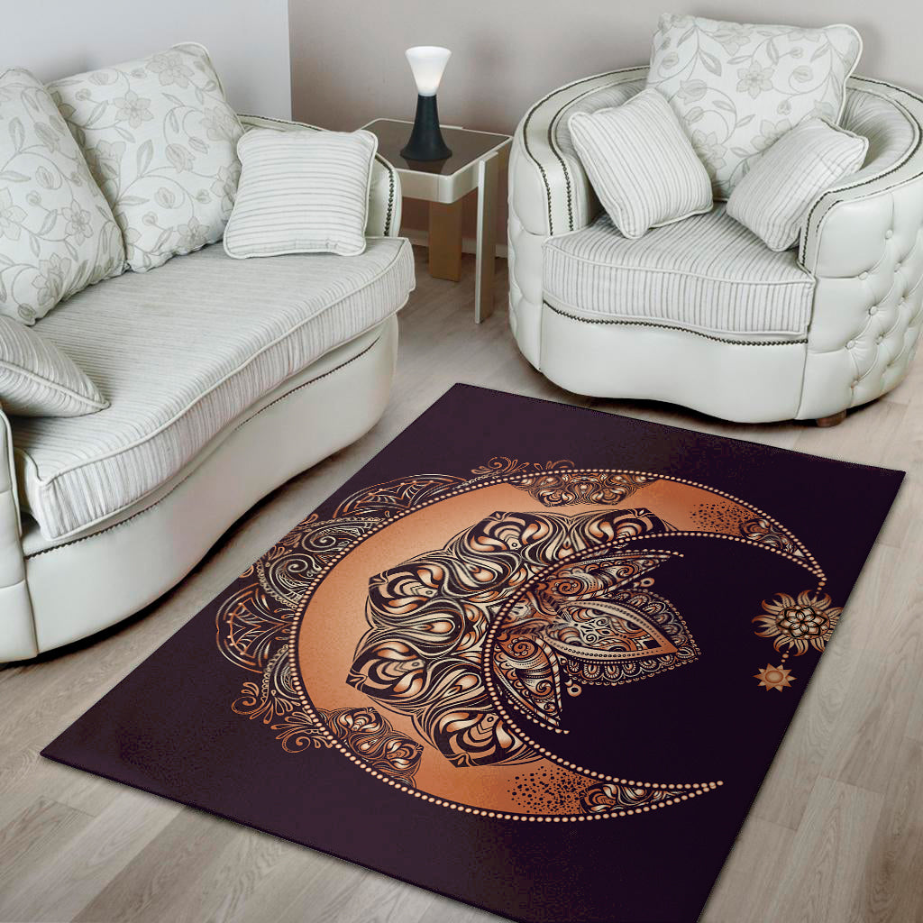 Bohemian Moon And Sun Print Area Rug