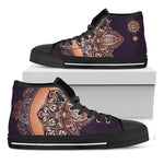 Bohemian Moon And Sun Print Black High Top Shoes