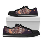 Bohemian Moon And Sun Print Black Low Top Shoes 