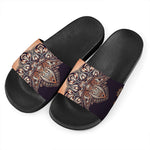 Bohemian Moon And Sun Print Black Slide Sandals