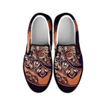 Bohemian Moon And Sun Print Black Slip On Shoes
