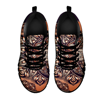Bohemian Moon And Sun Print Black Sneakers