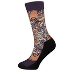 Bohemian Moon And Sun Print Crew Socks