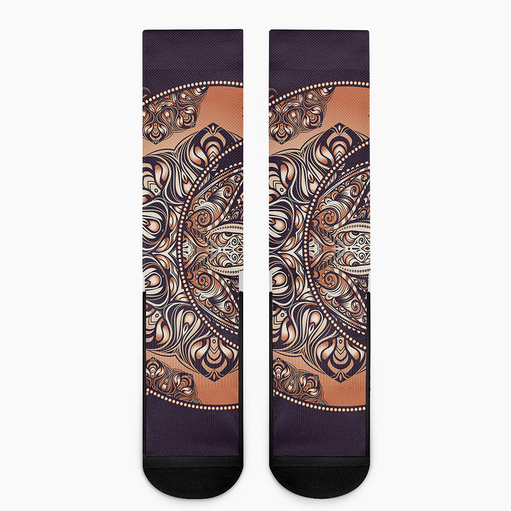 Bohemian Moon And Sun Print Crew Socks
