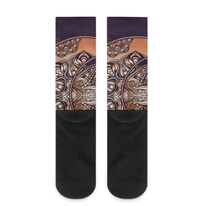 Bohemian Moon And Sun Print Crew Socks