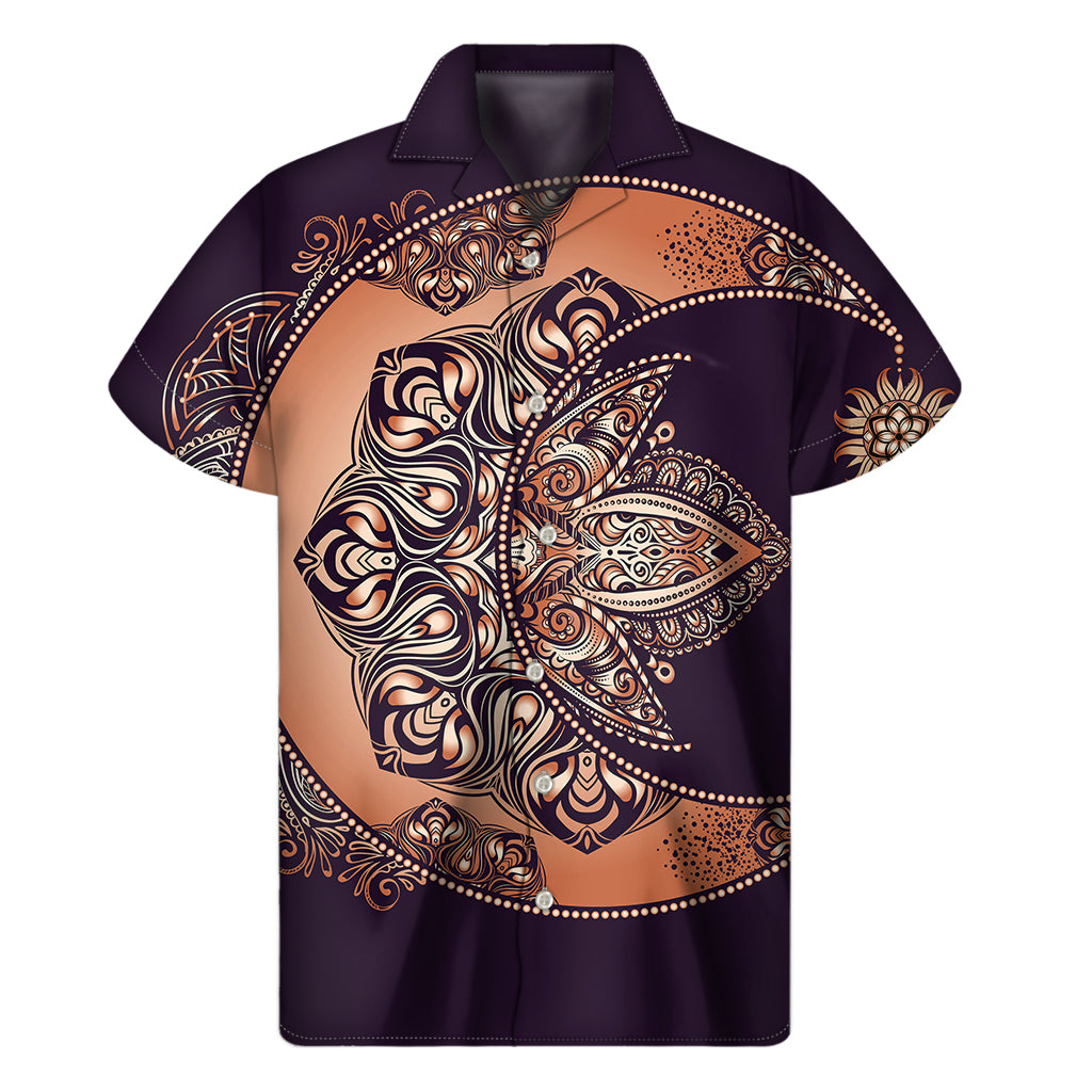 Bohemian Moon And Sun Print Men's Short Sleeve Shirt