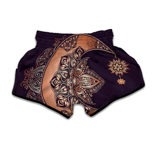 Bohemian Moon And Sun Print Muay Thai Boxing Shorts