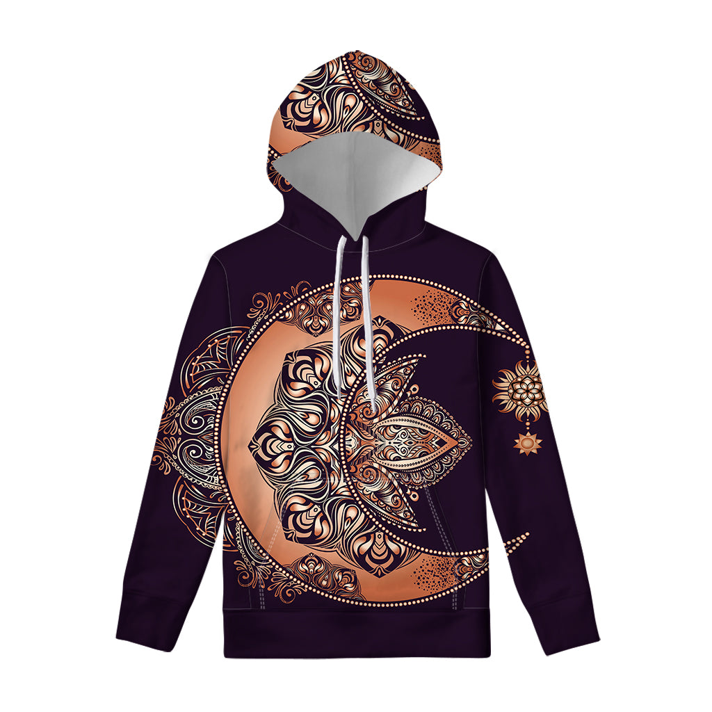 Bohemian Moon And Sun Print Pullover Hoodie