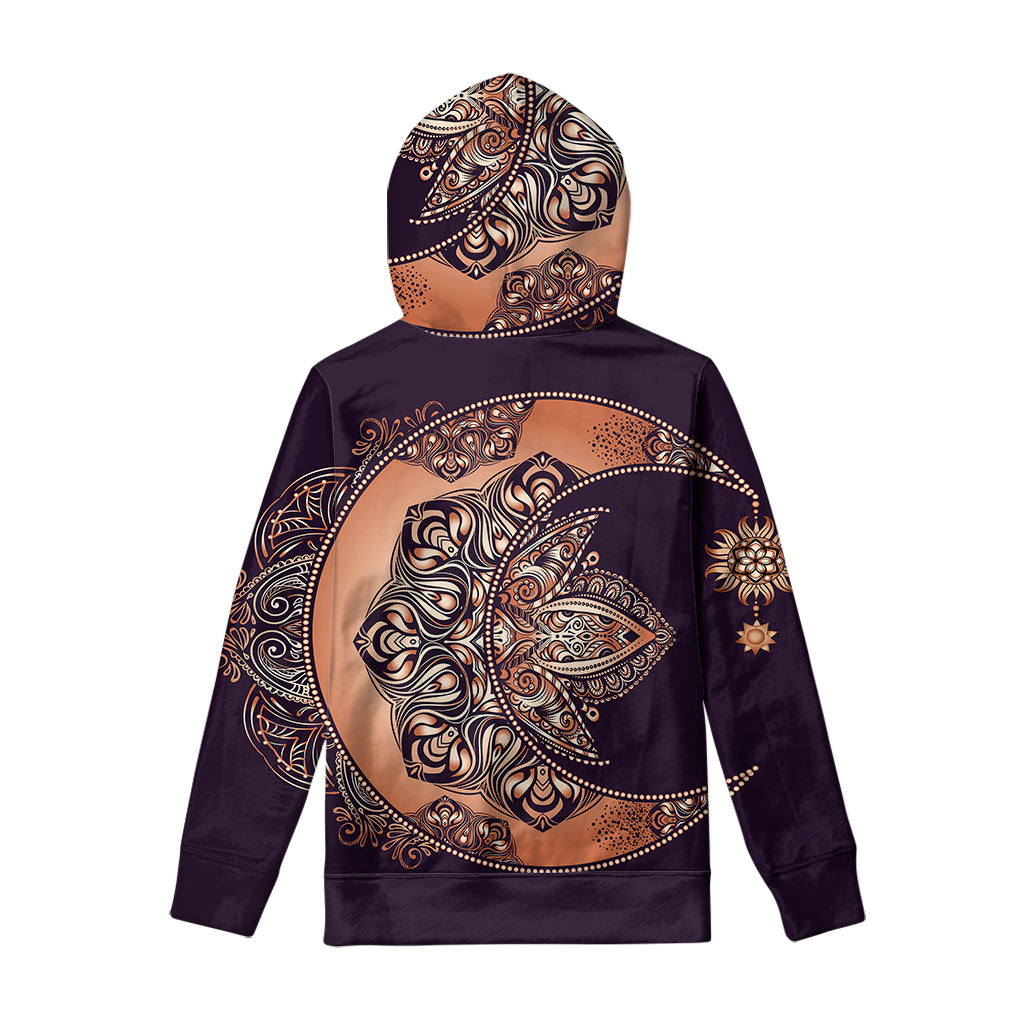 Bohemian Moon And Sun Print Pullover Hoodie