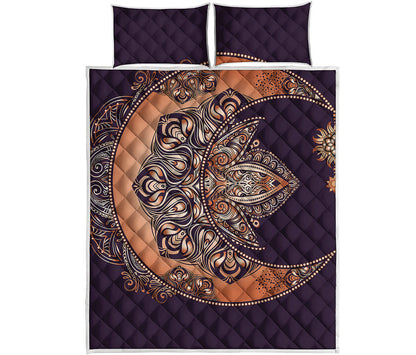 Bohemian Moon And Sun Print Quilt Bed Set
