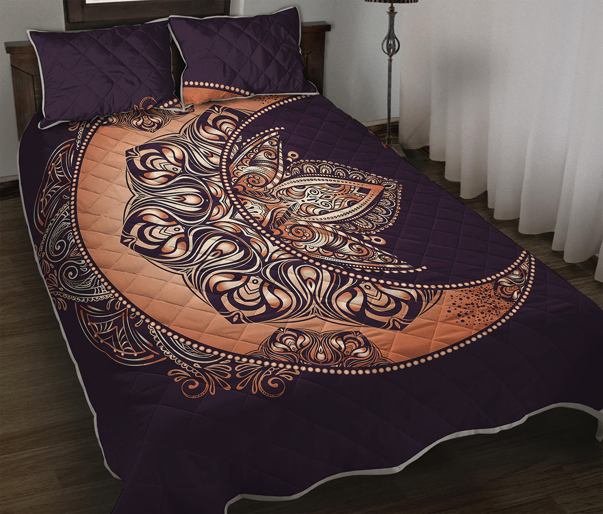 Bohemian Moon And Sun Print Quilt Bed Set