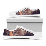 Bohemian Moon And Sun Print White Low Top Shoes