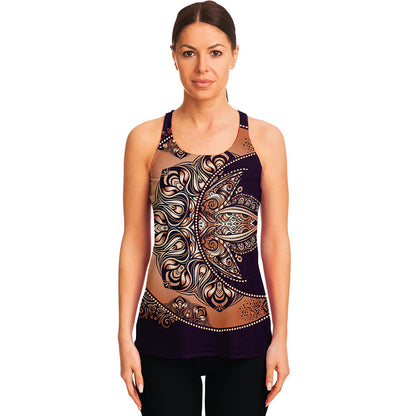 Bohemian Moon And Sun Print Women's Racerback Tank Top
