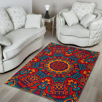 Bohemian Native Mandala Pattern Print Area Rug GearFrost