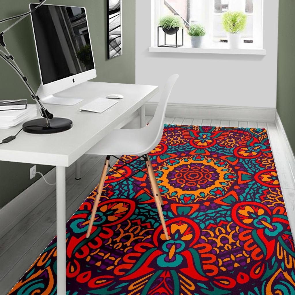Bohemian Native Mandala Pattern Print Area Rug GearFrost