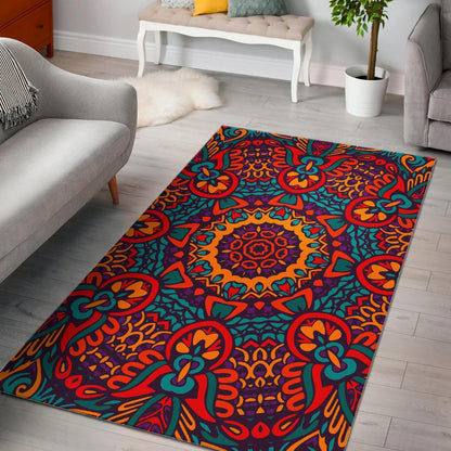 Bohemian Native Mandala Pattern Print Area Rug GearFrost