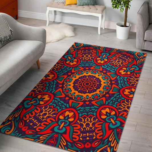 Bohemian Native Mandala Pattern Print Area Rug GearFrost