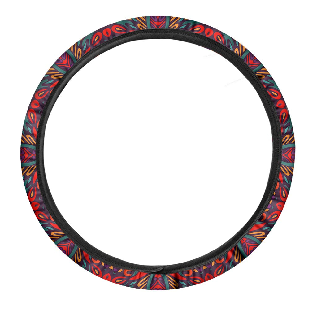 Bohemian Native Mandala Pattern Print Car Steering Wheel Cover