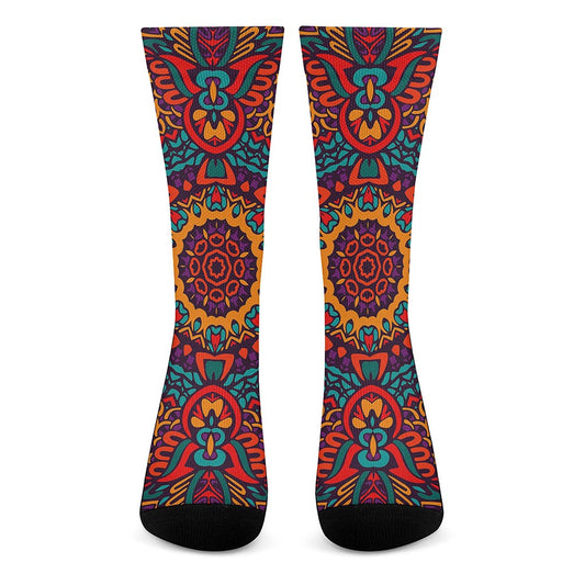 Bohemian Native Mandala Pattern Print Crew Socks
