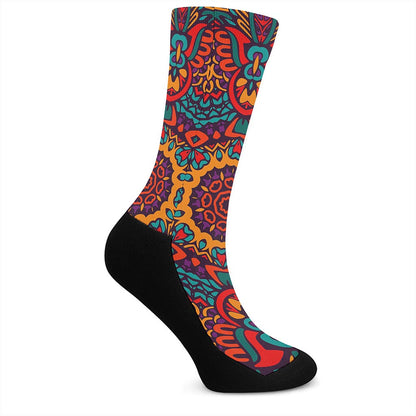 Bohemian Native Mandala Pattern Print Crew Socks