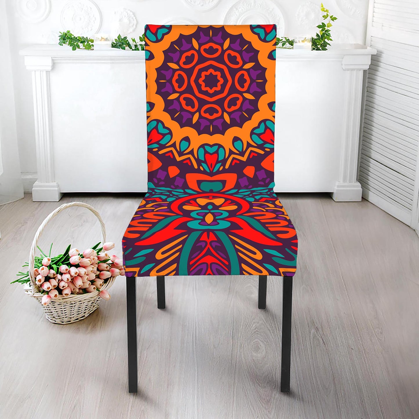 Bohemian Native Mandala Pattern Print Dining Chair Slipcover