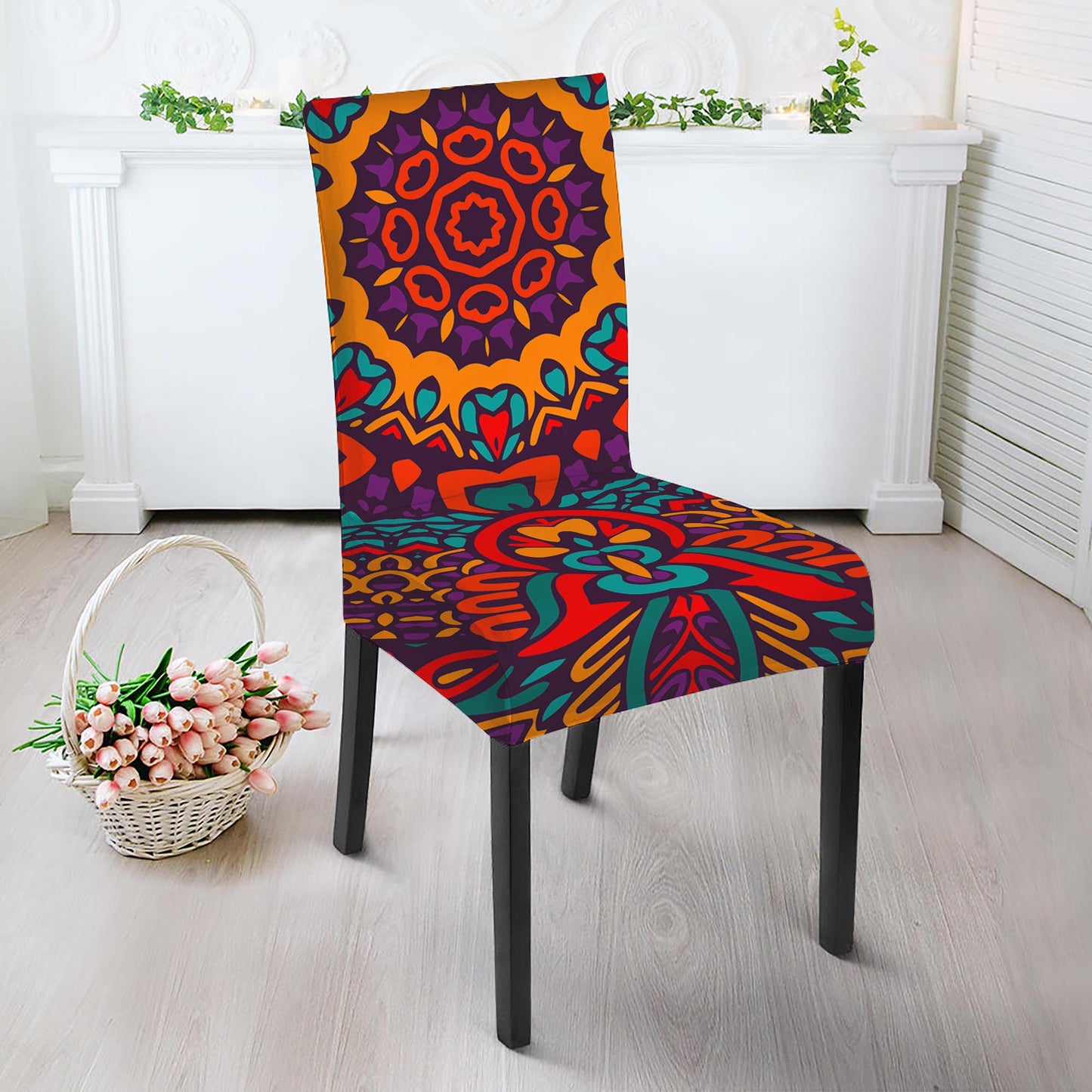 Bohemian Native Mandala Pattern Print Dining Chair Slipcover